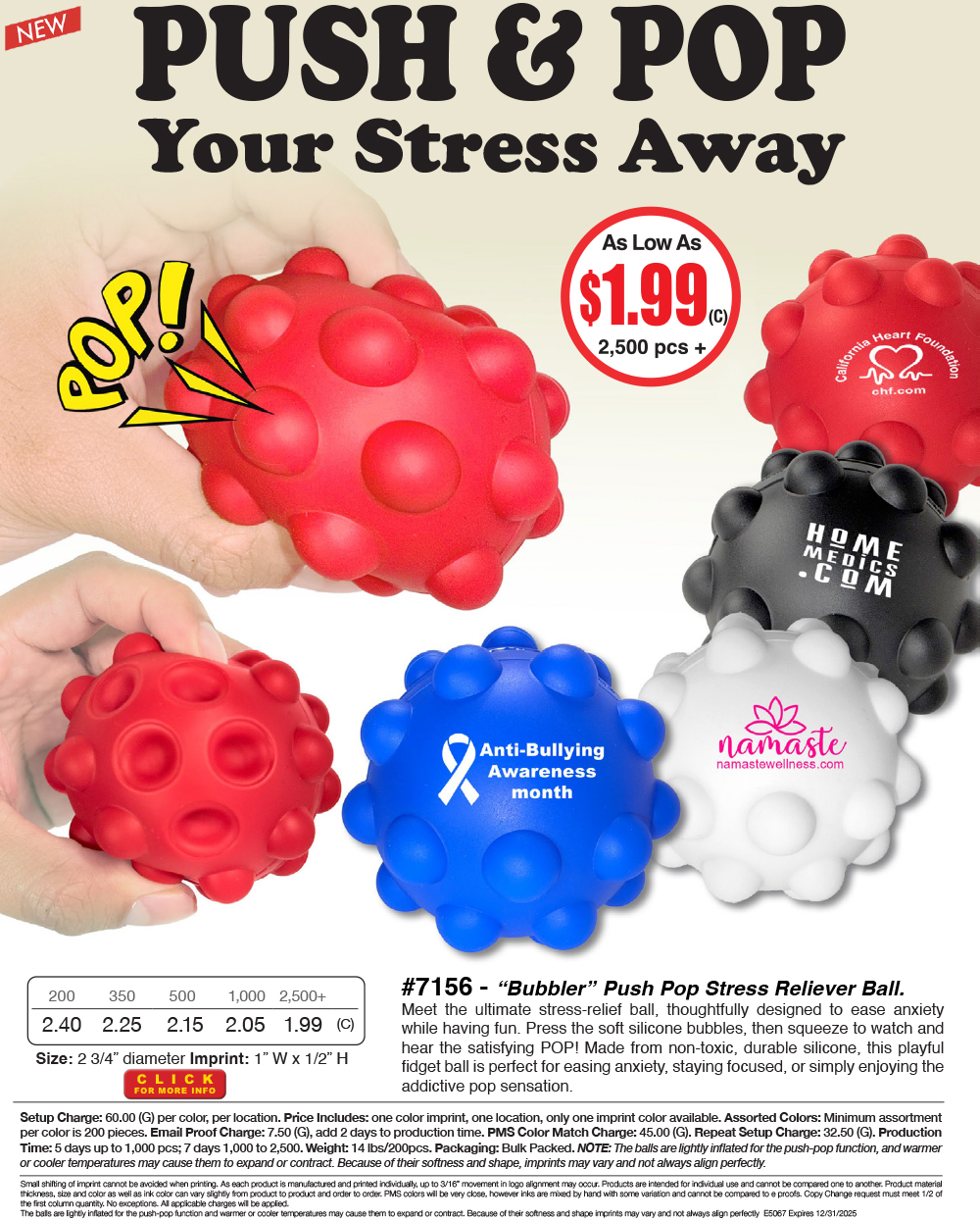7156 Bubbler - Push Pop Stress Reliever Ball
