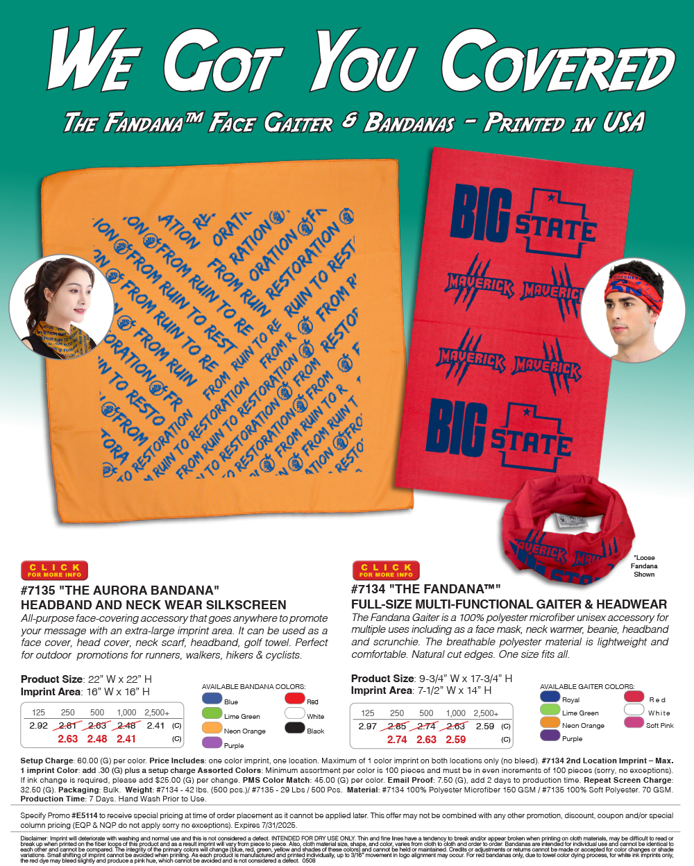 The Fandana Face Gaiter & Bandanas - Printed in USA