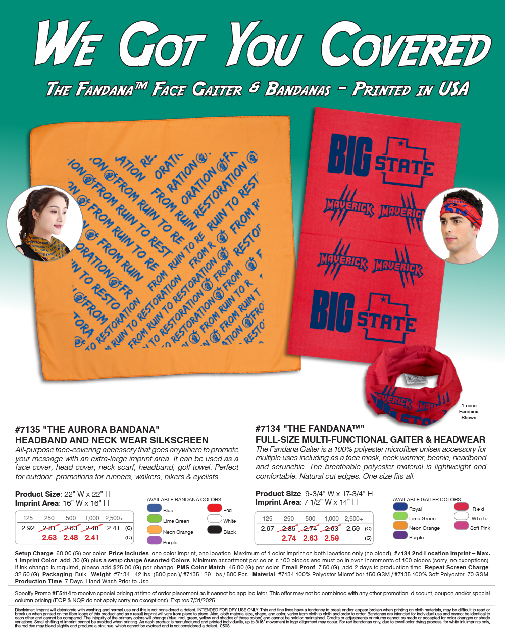 The Fandana Face Gaiter & Bandanas - Printed in USA