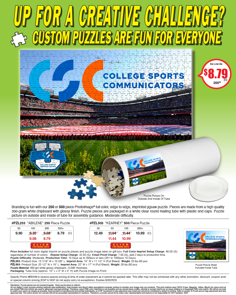 PZL503 PZL253 Full Color Custom Printed Puzzles in Storage Tube
