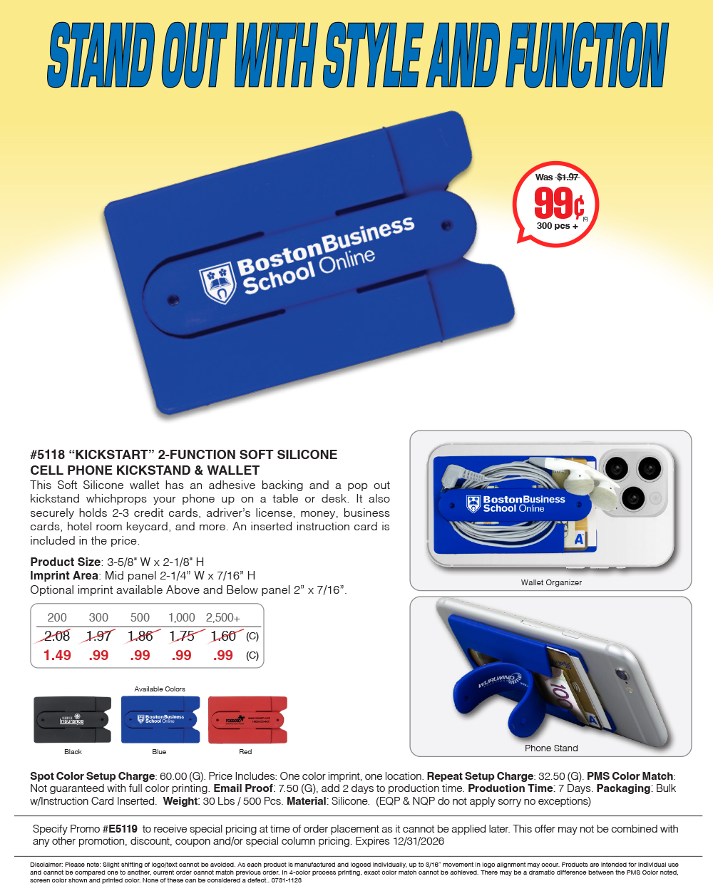 5118 Two Function Soft Silicone Cell Phone Kickstand and Wallet