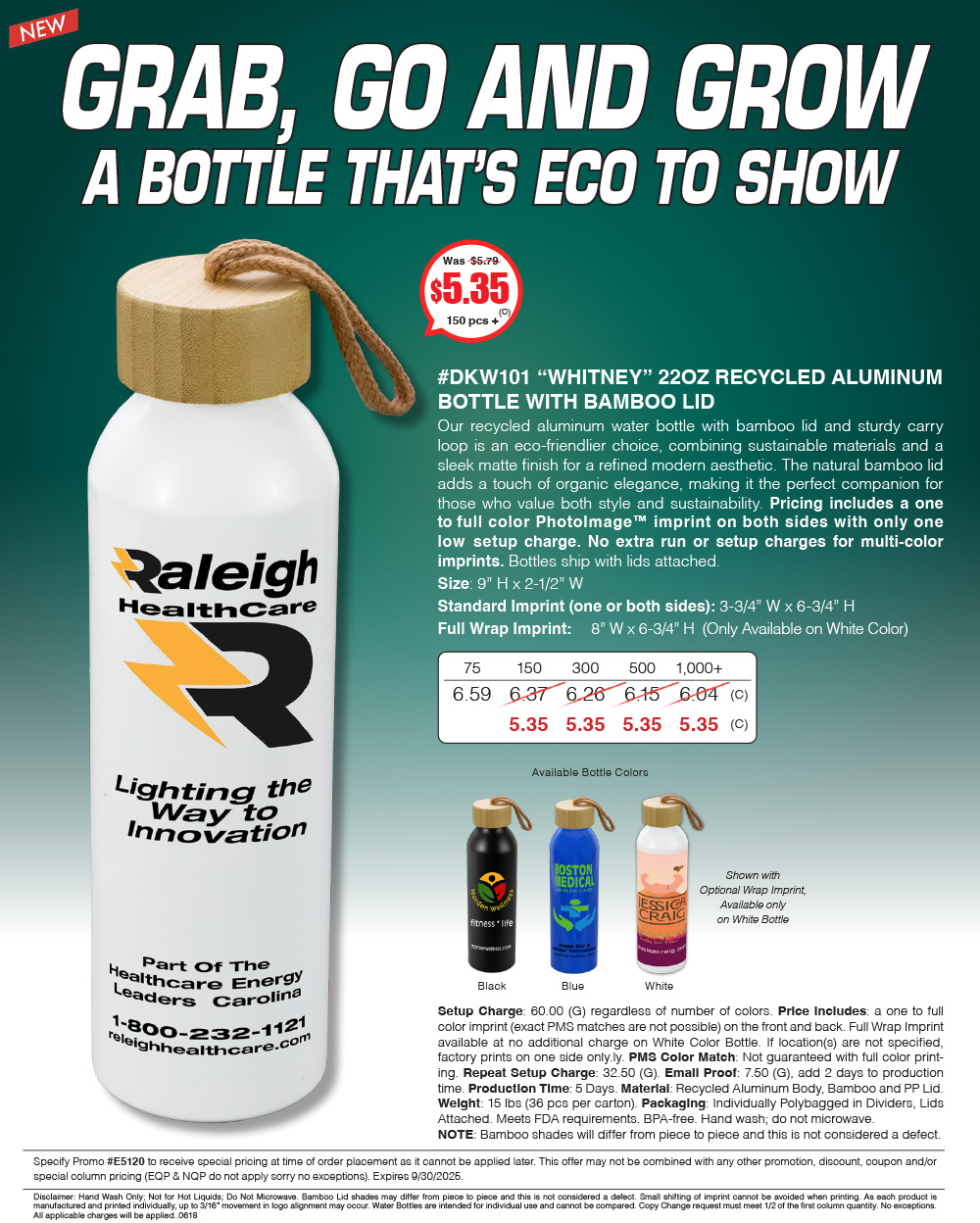 DKW101 WHITNEY - 22OZ RECYCLED ALUMINUM BOTTLE WITH BAMBOO LID