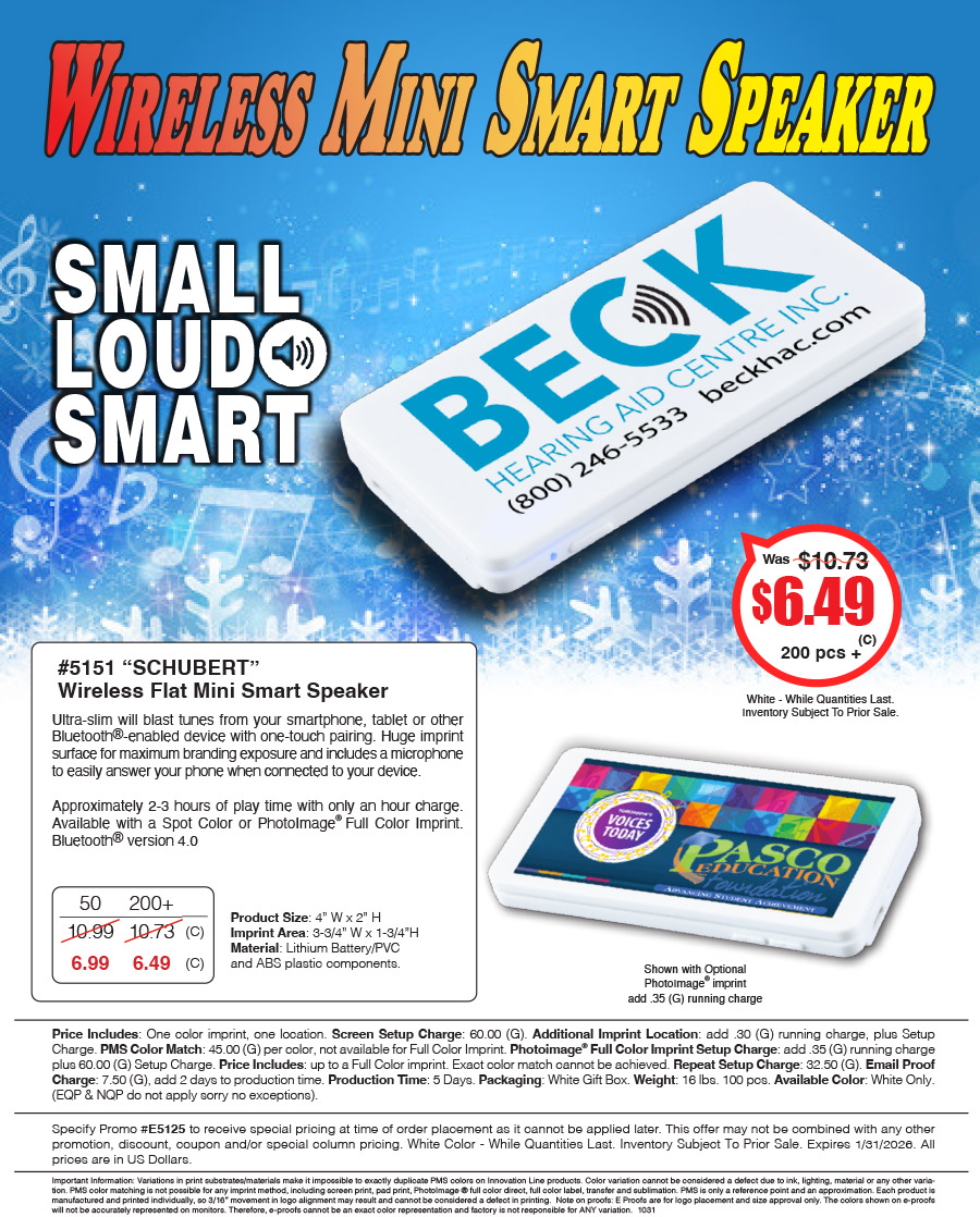 5151 Schubert - Wireless Flat Mini Smart Speaker