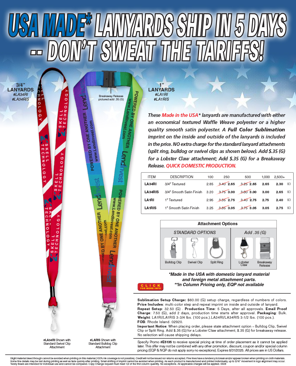 LA34RI/LA34RIS LA1RI/LA1RIS : USA Made Lanyards = No Tariffs