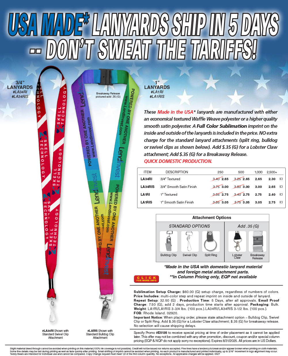 LA34RI/LA34RIS LA1RI/LA1RIS : USA Made Lanyards = No Tariffs