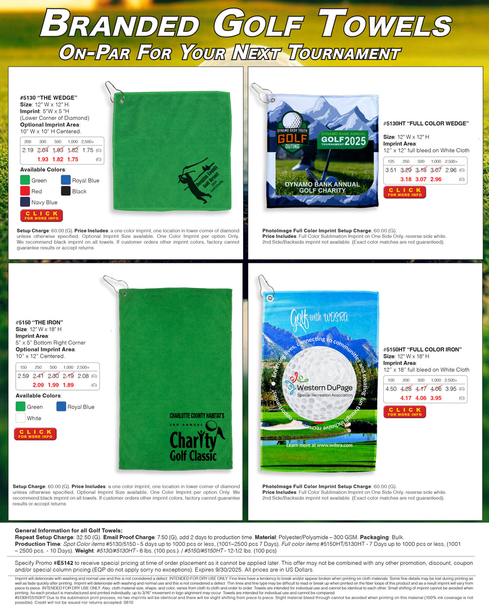 5130 5150 5130HT 5150HT Microfiber Golf Towel