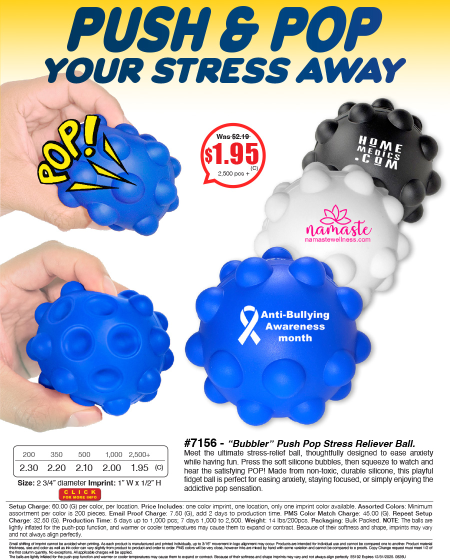 7156 Bubbler - Push Pop Stress Reliever Ball