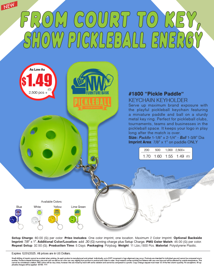 1800 PICKLE Paddle - Pickle Ball Keychain