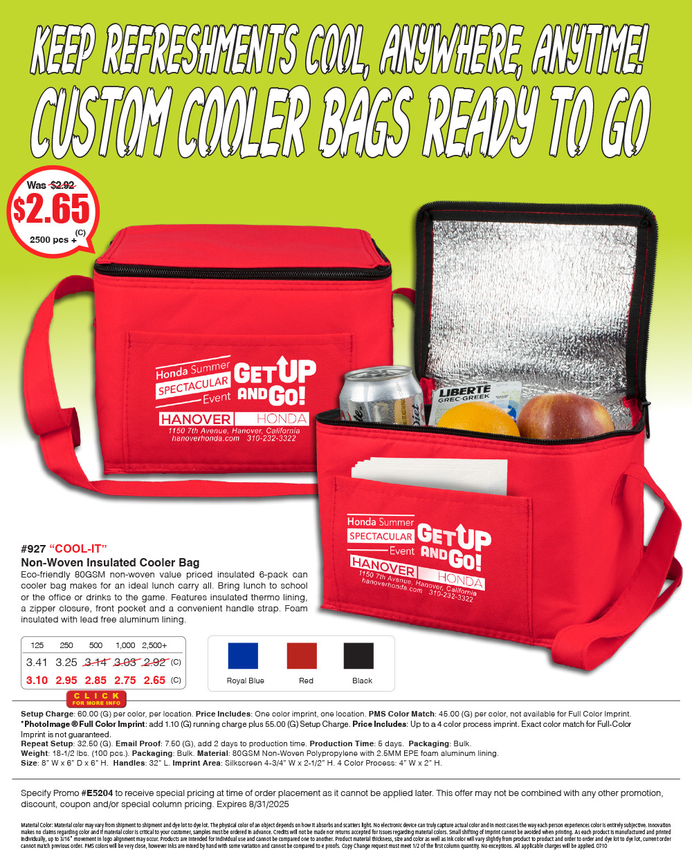 927 80GSM Non-Woven -Cool-it- Insulated Cooler Bag