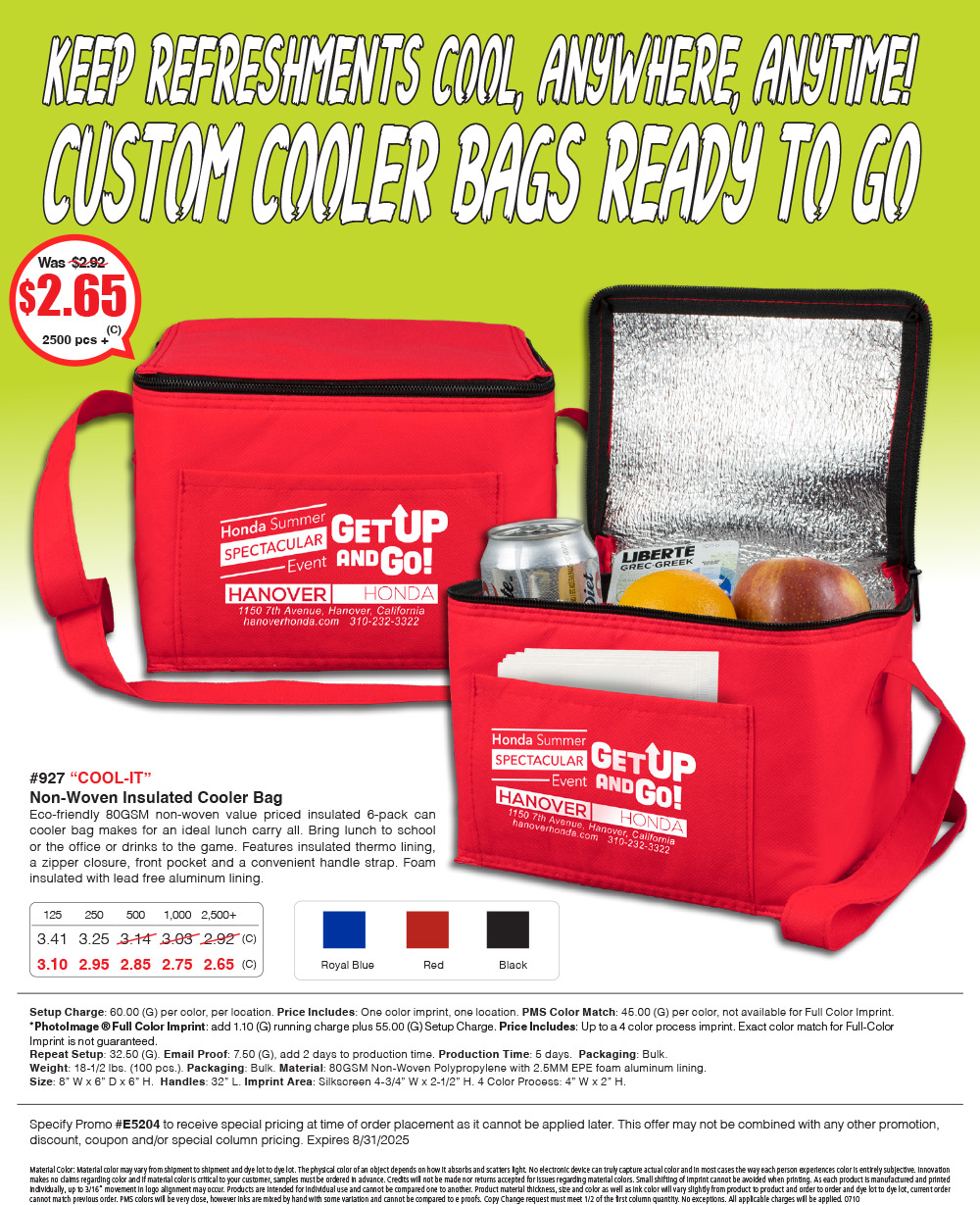 927 80GSM Non-Woven -Cool-it- Insulated Cooler Bag