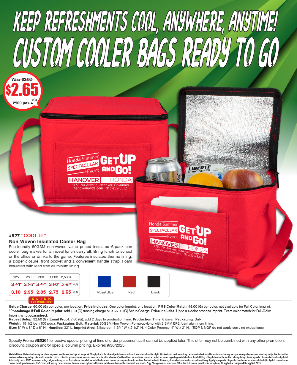 927 80GSM Non-Woven -Cool-it- Insulated Cooler Bag