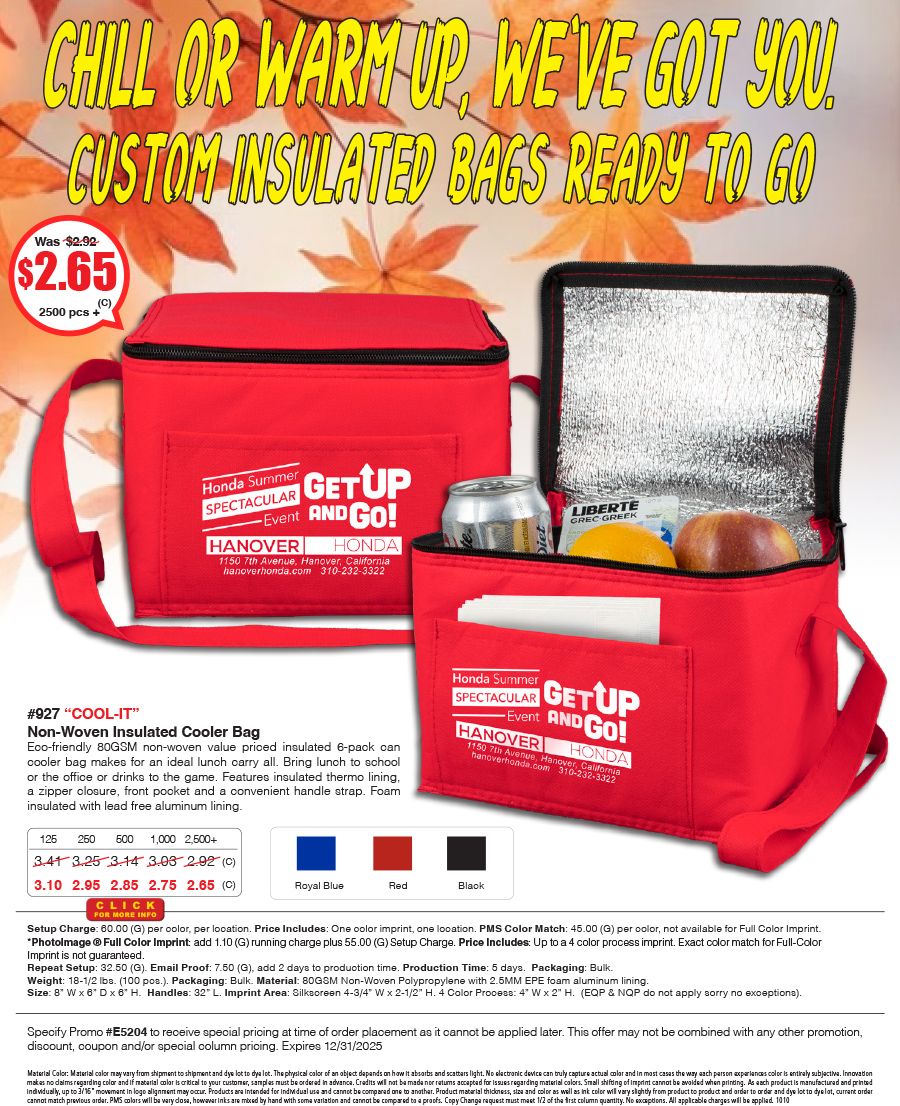 927 80GSM Non-Woven -Cool-it- Insulated Cooler Bag