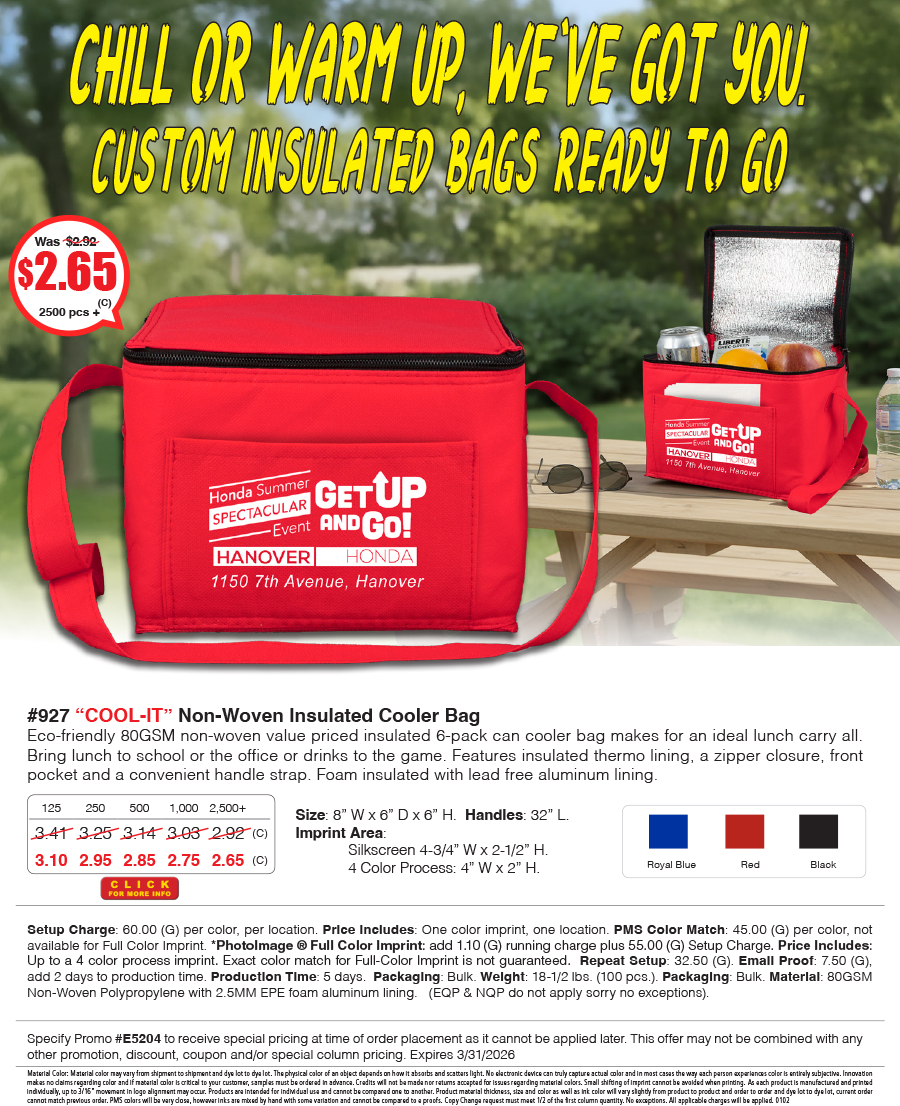 927 80GSM Non-Woven -Cool-it- Insulated Cooler Bag
