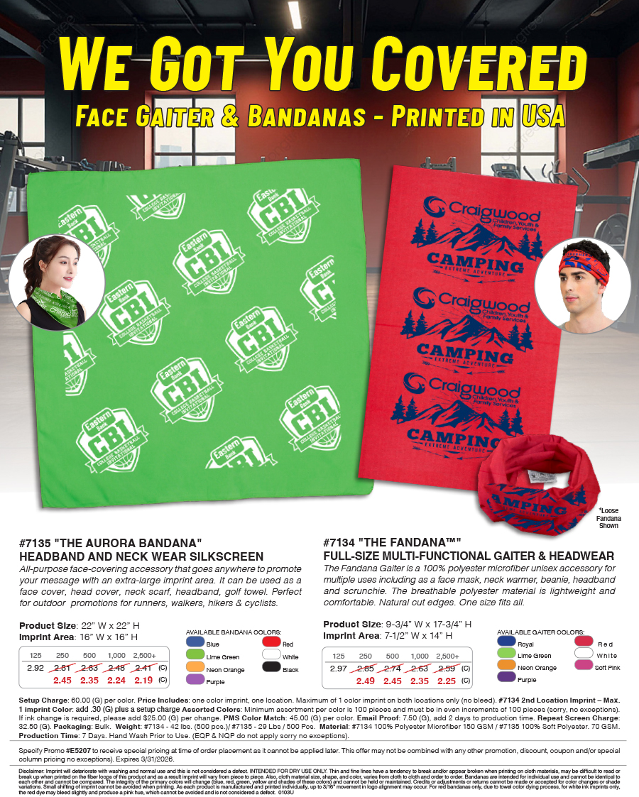 The Fandana� Face Gaiter & Bandanas - Printed in USA
