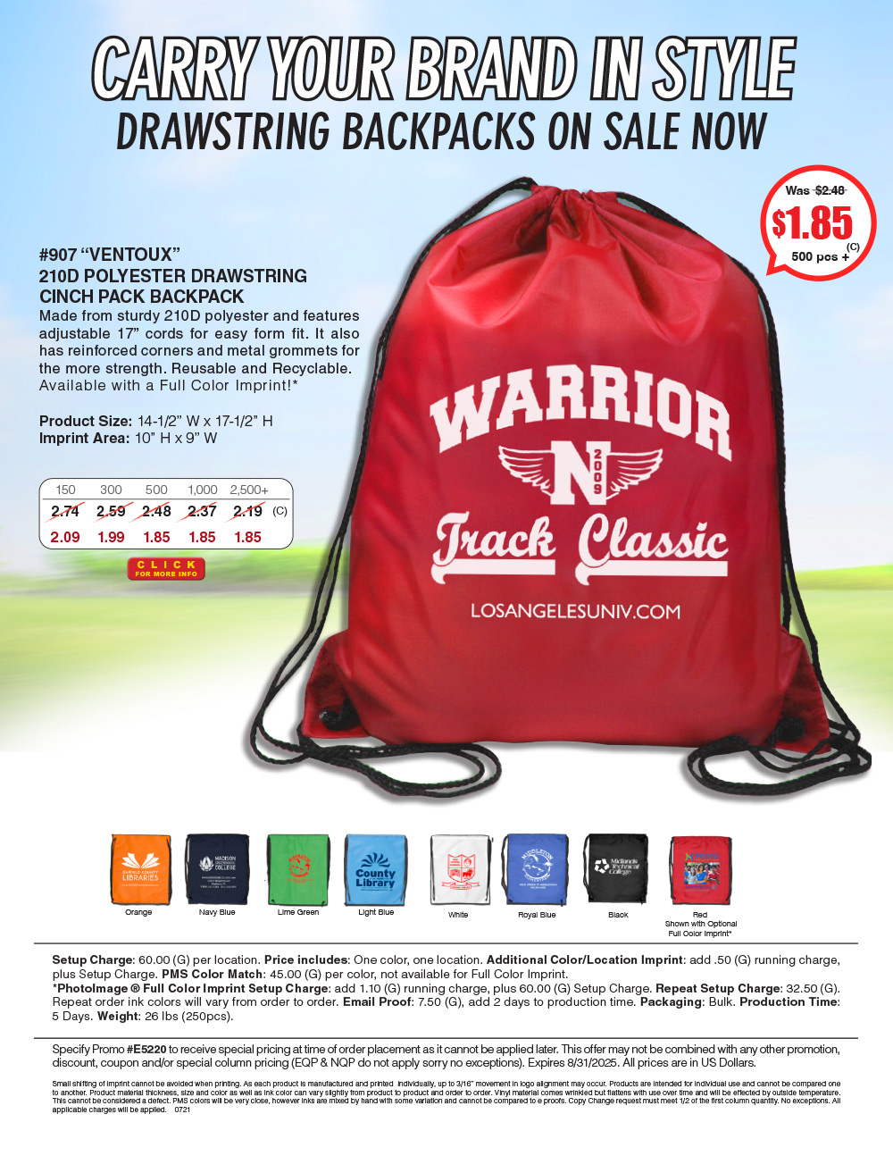 912 80GSM Non-Woven Economy Drawstring Backpack