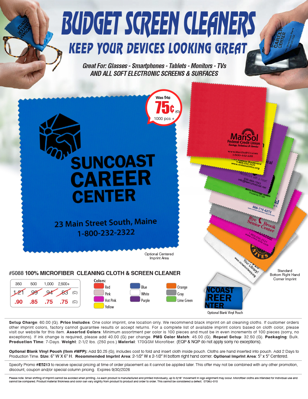 5088 Microfiber Cleaning Cloths & Screen Cleaner 

