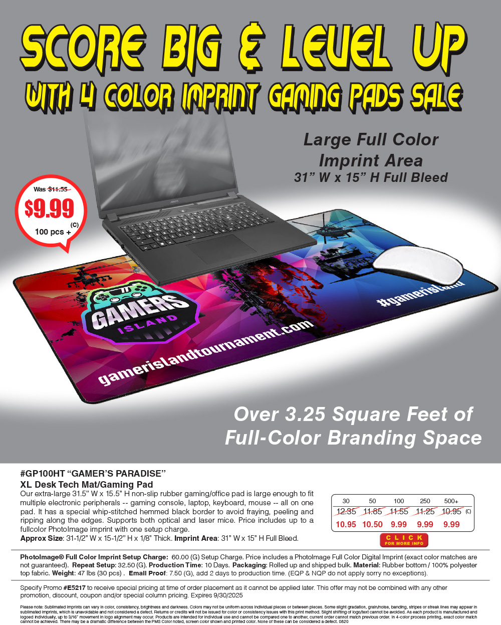 #GP100HT Gamers Paradise - XL Desk Tech Mat/Gaming Pad