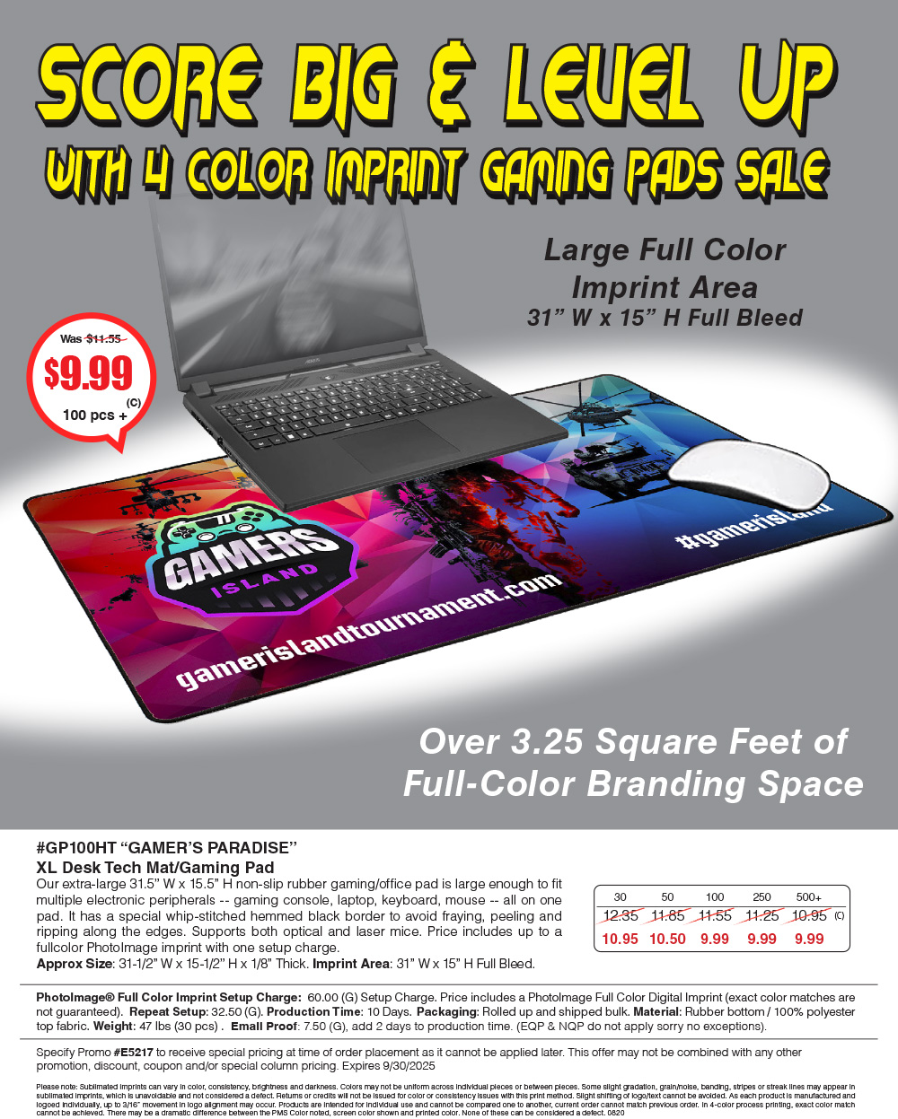 #GP100HT Gamers Paradise - XL Desk Tech Mat/Gaming Pad