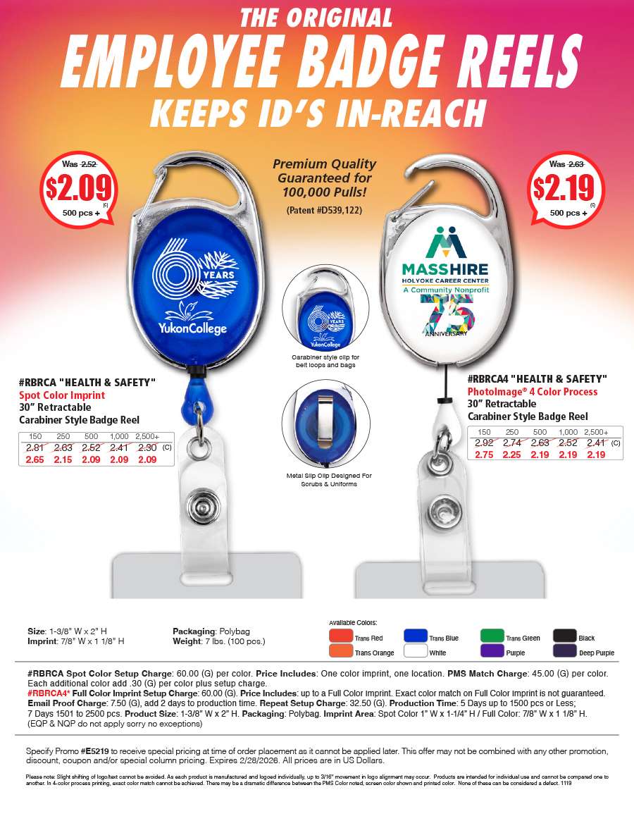 Retractable Carabiner Style Badge Reel