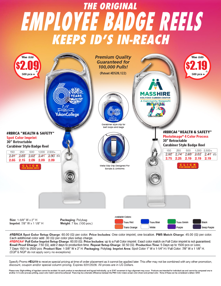 Retractable Carabiner Style Badge Reel