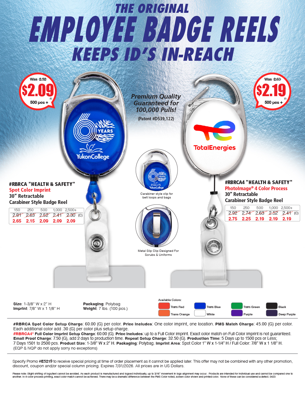 Retractable Carabiner Style Badge Reel
