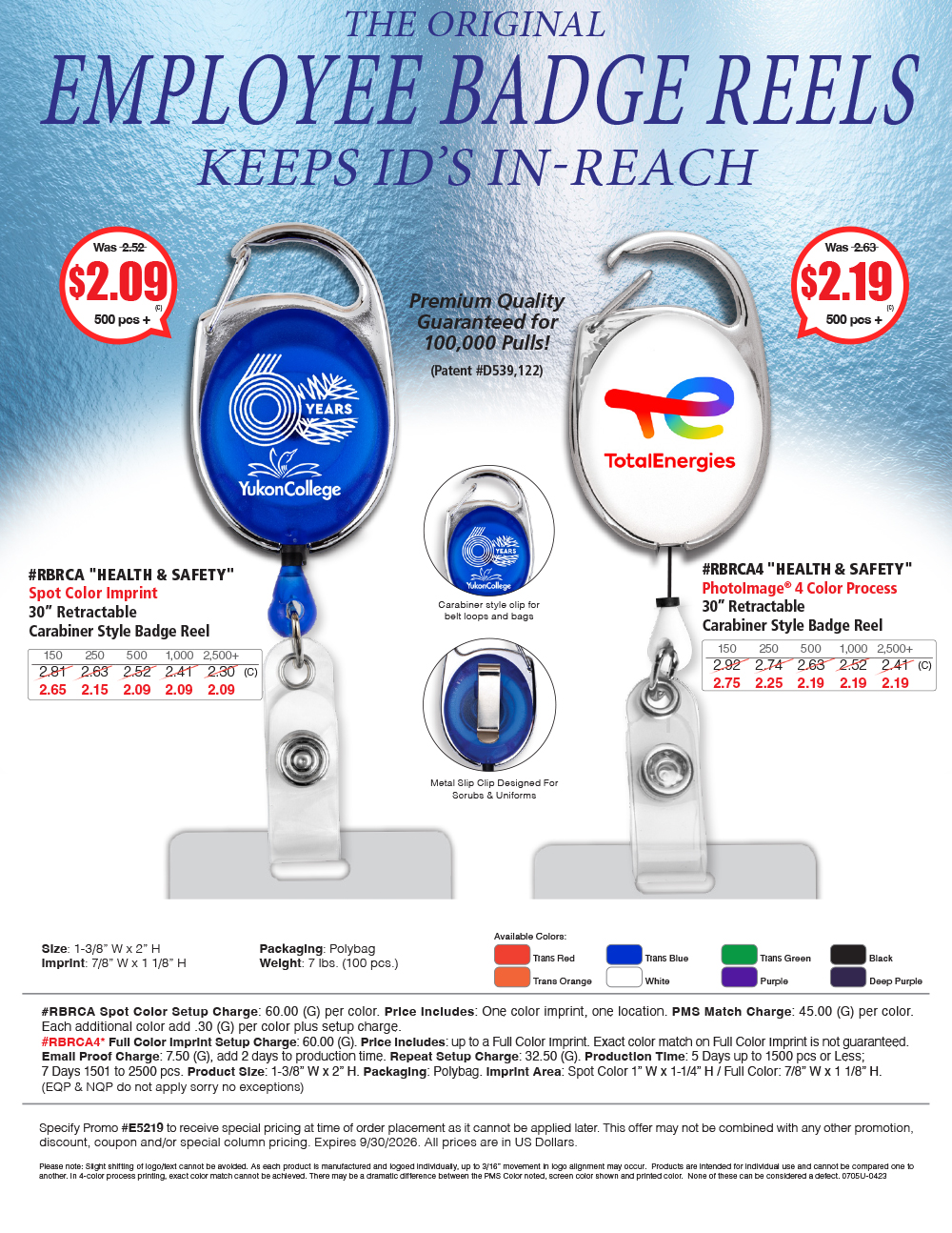 Retractable Carabiner Style Badge Reel