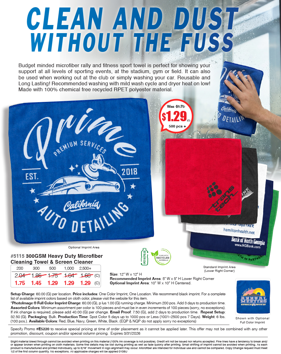 5115 300GSM Heavy Duty Microfiber Cleaning Towel & Screen Cleaner 