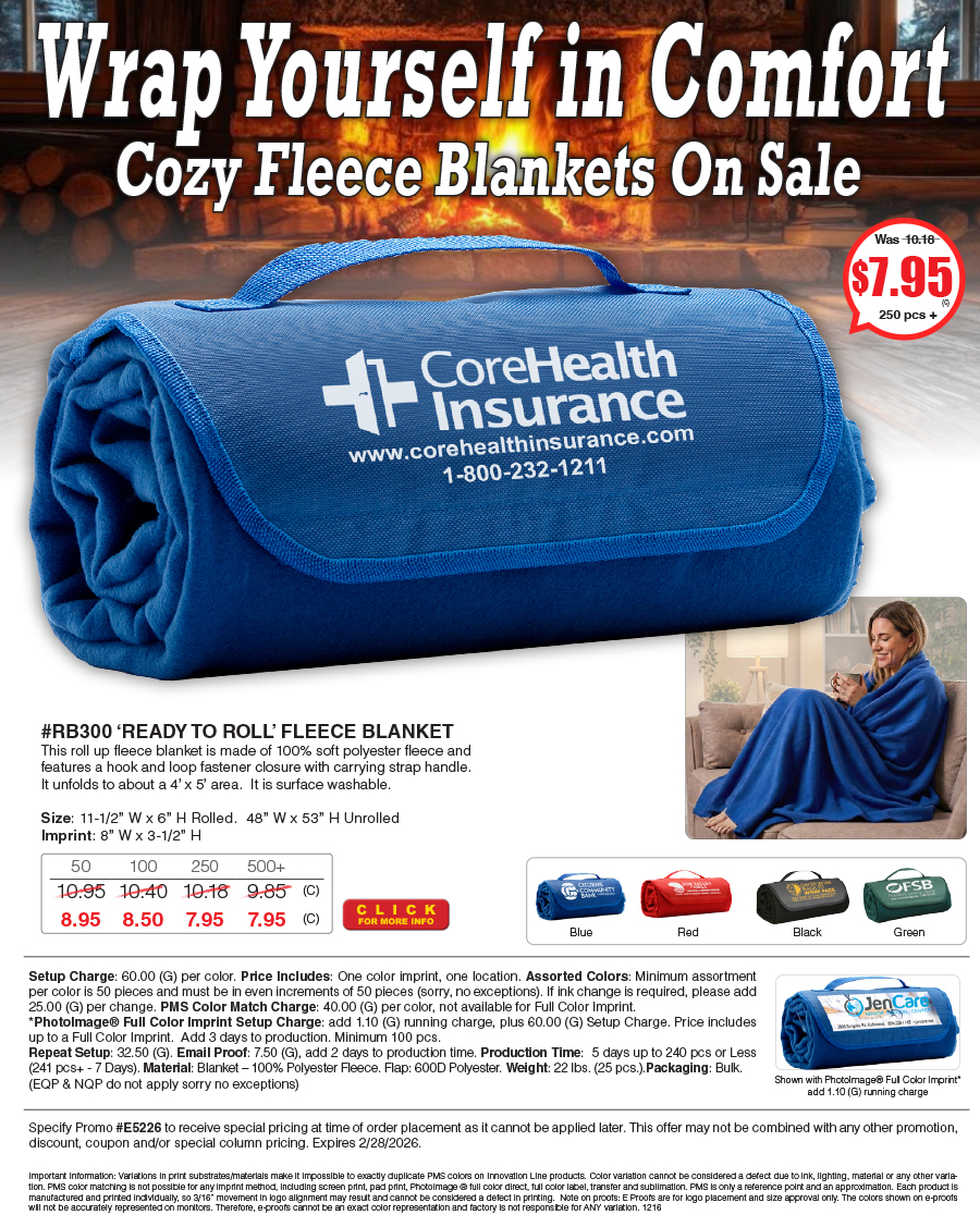 RB300 Ready to Roll Fleece Blanket