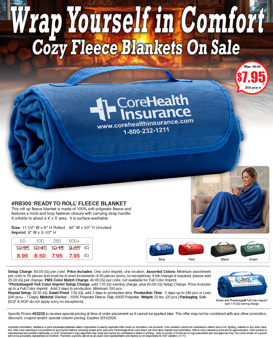 RB300 Ready to Roll Fleece Blanket