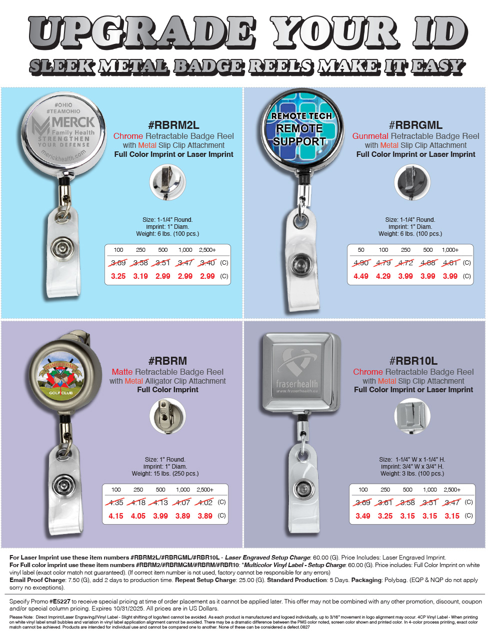 RBRM2L RBRGML RBRM RBR10L Metal Retractable Badge Reel