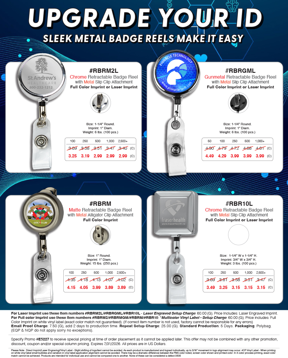 RBRM2L RBRGML RBRM RBR10L Metal Retractable Badge Reel