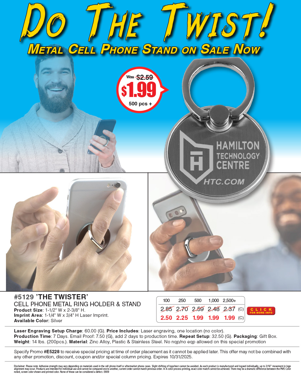 5129 The Twister - Cell Phone Metal Ring Holder and Stand