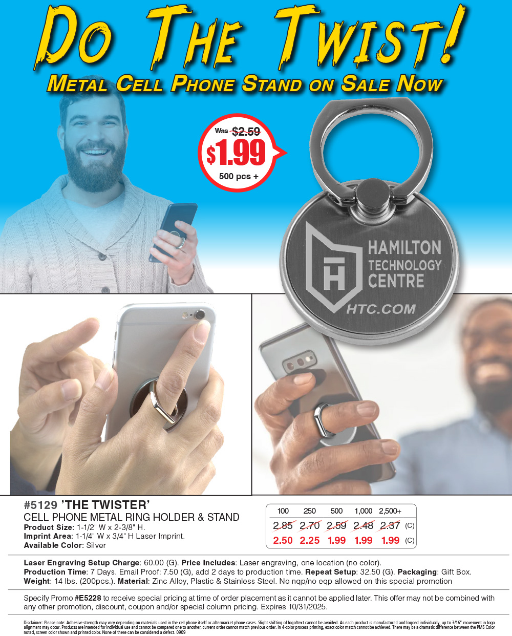 5129 The Twister - Cell Phone Metal Ring Holder and Stand