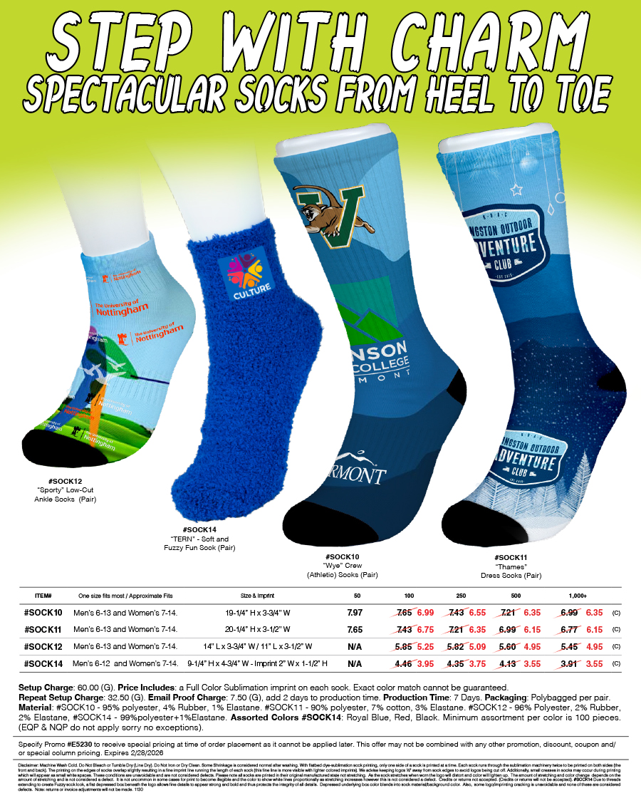 SOCK10 SOCK11 SOCK12 SOCK14 Custom Printed Socks 
