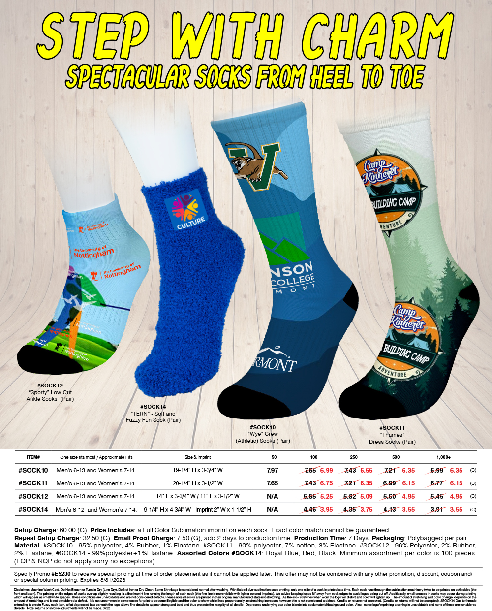 SOCK10 SOCK11 SOCK12 SOCK14 Custom Printed Socks 
