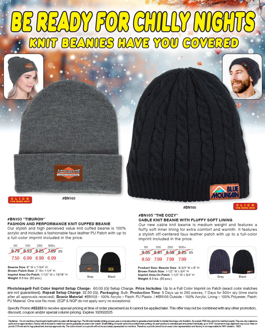 BN103 BN105 - Knit Beanies Have You Covered