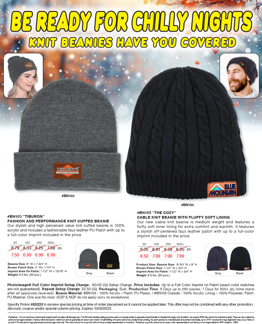 BN103 BN105 - Knit Beanies Have You Covered