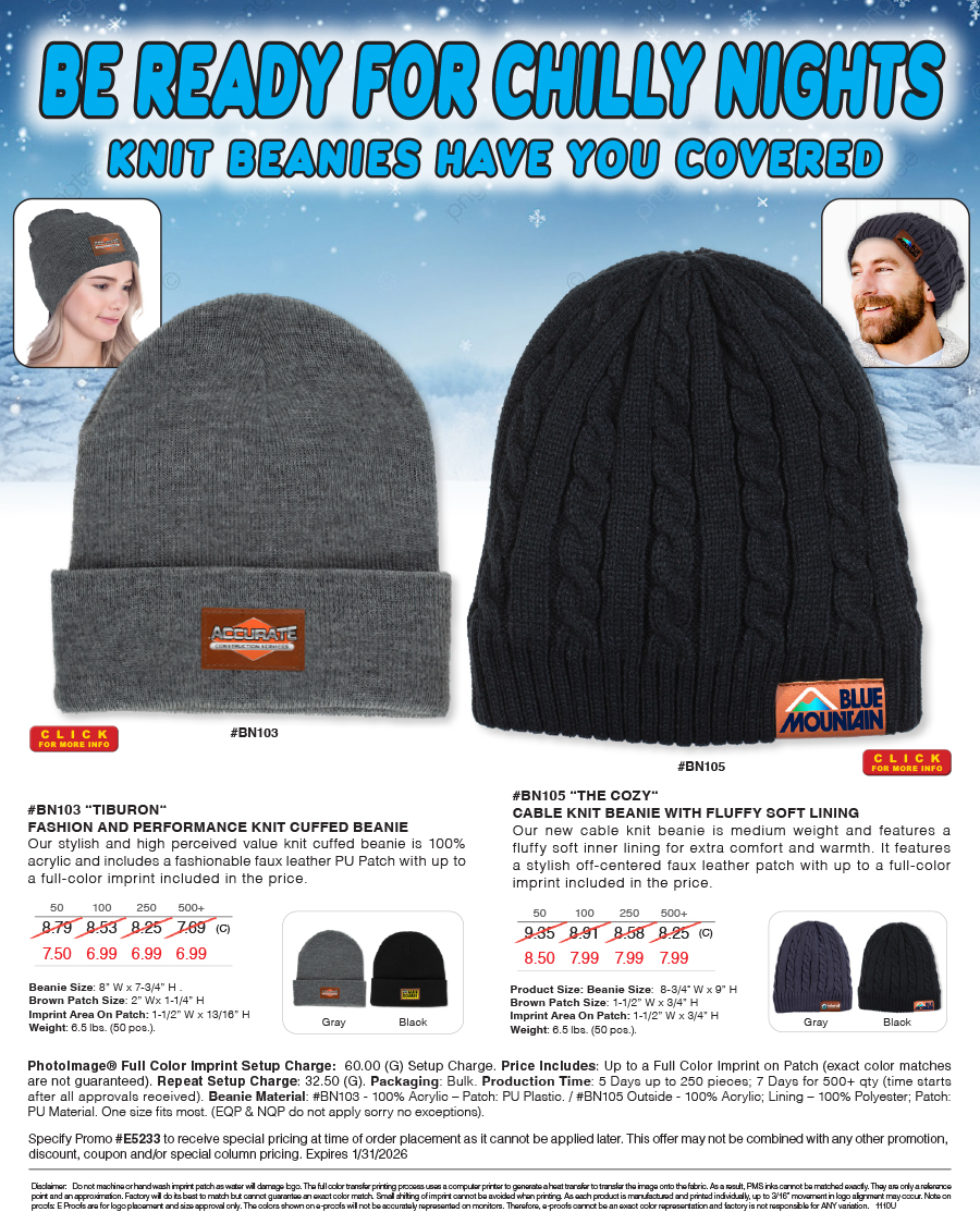 BN103 BN105 - Knit Beanies Have You Covered