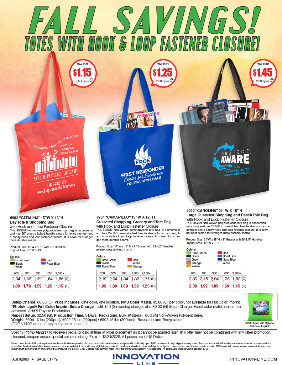 904 922 903 Shopping Tote Bag with Hook and Loop Fastener