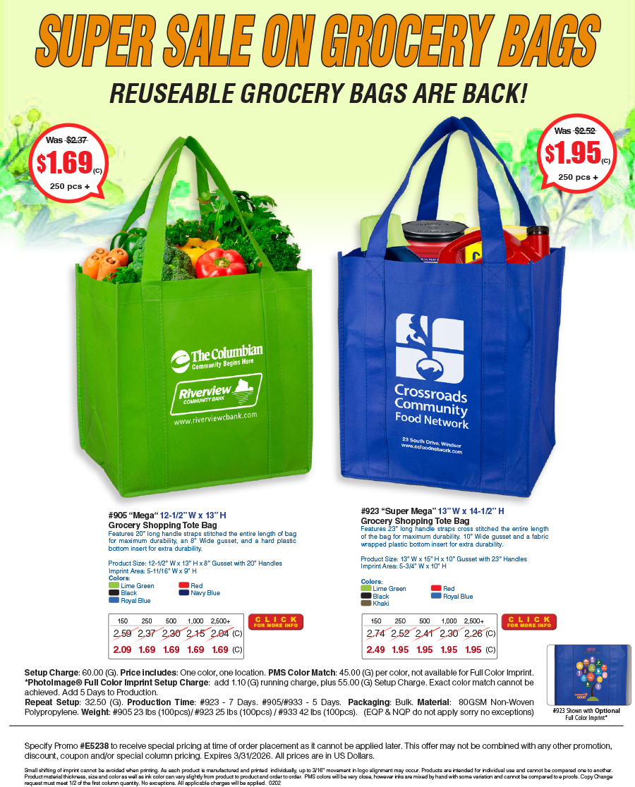 905 923 Shopping Tote Bag with Hook and Loop Fastener