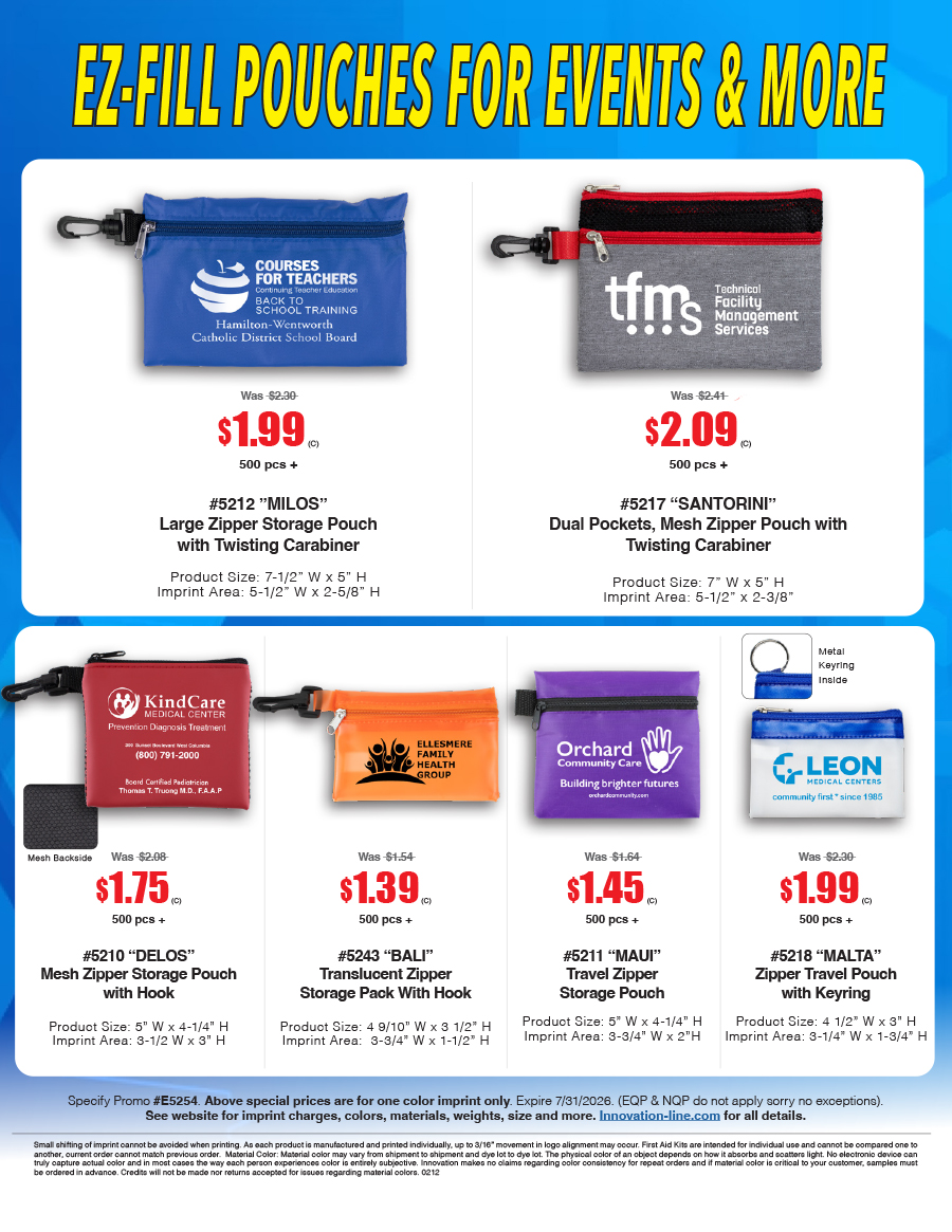 5210 5212 5211 5217 5218 5243 EZ-Fill Pouches For Events and More