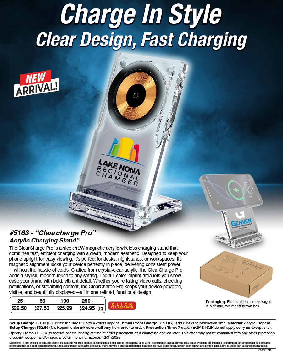 5163 - Clearcharge Pro Acrylic Charging Stand