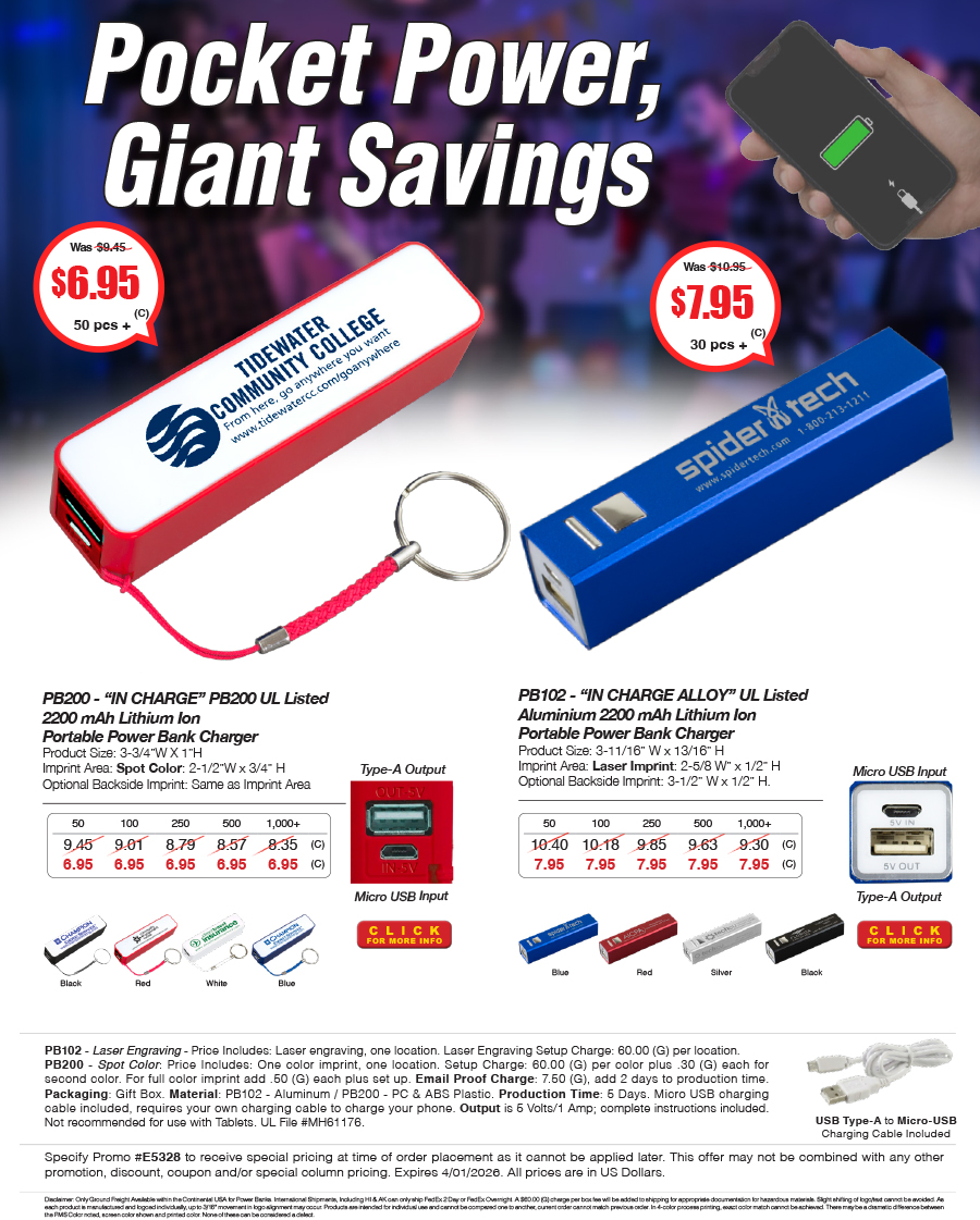 PB102 PB200 Portable Power Bank