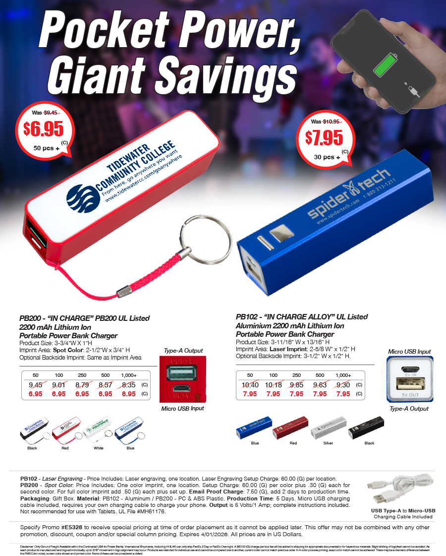 PB102 PB200 Portable Power Bank