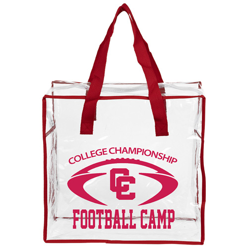 12” W x 12” H x 6” Clear Vinyl Stadium Compliant Tote Bag with