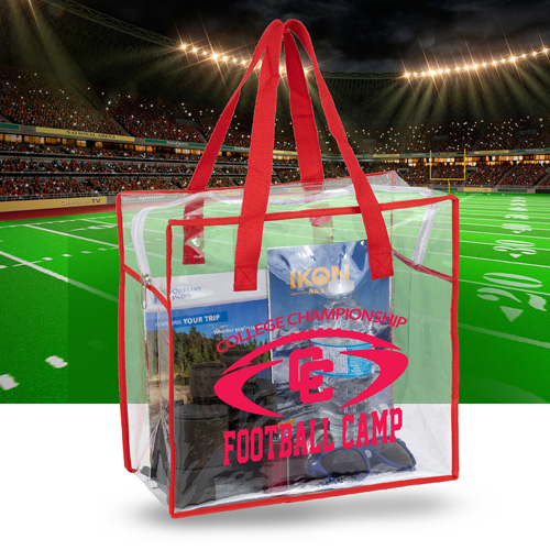 12 W x 12 H x 6 ARETE Clear Vinyl Stadium Compliant Tote Bag with  Zipper - Innovation Line