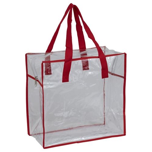 12 W x 12 H x 6 ARETE Clear Vinyl Stadium Compliant Tote Bag with  Zipper - Innovation Line