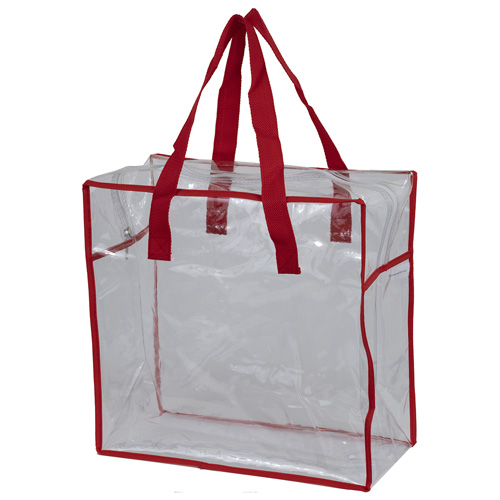 12 W x 12 H x 6 ARETE Clear Vinyl Stadium Compliant Tote Bag with  Zipper - Innovation Line