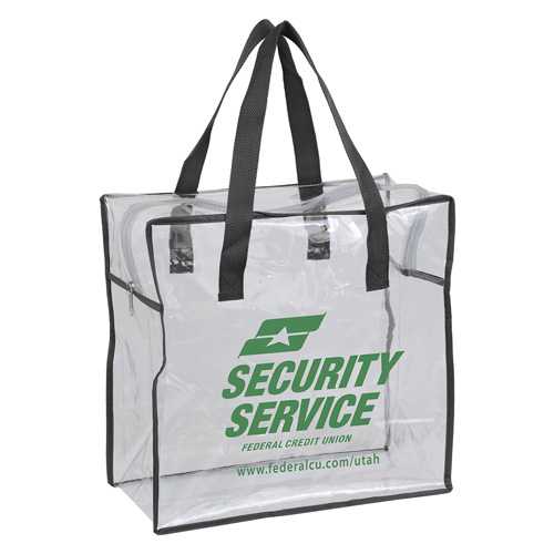 12 W x 12 H x 6 ARETE Clear Vinyl Stadium Compliant Tote Bag with  Zipper - Innovation Line