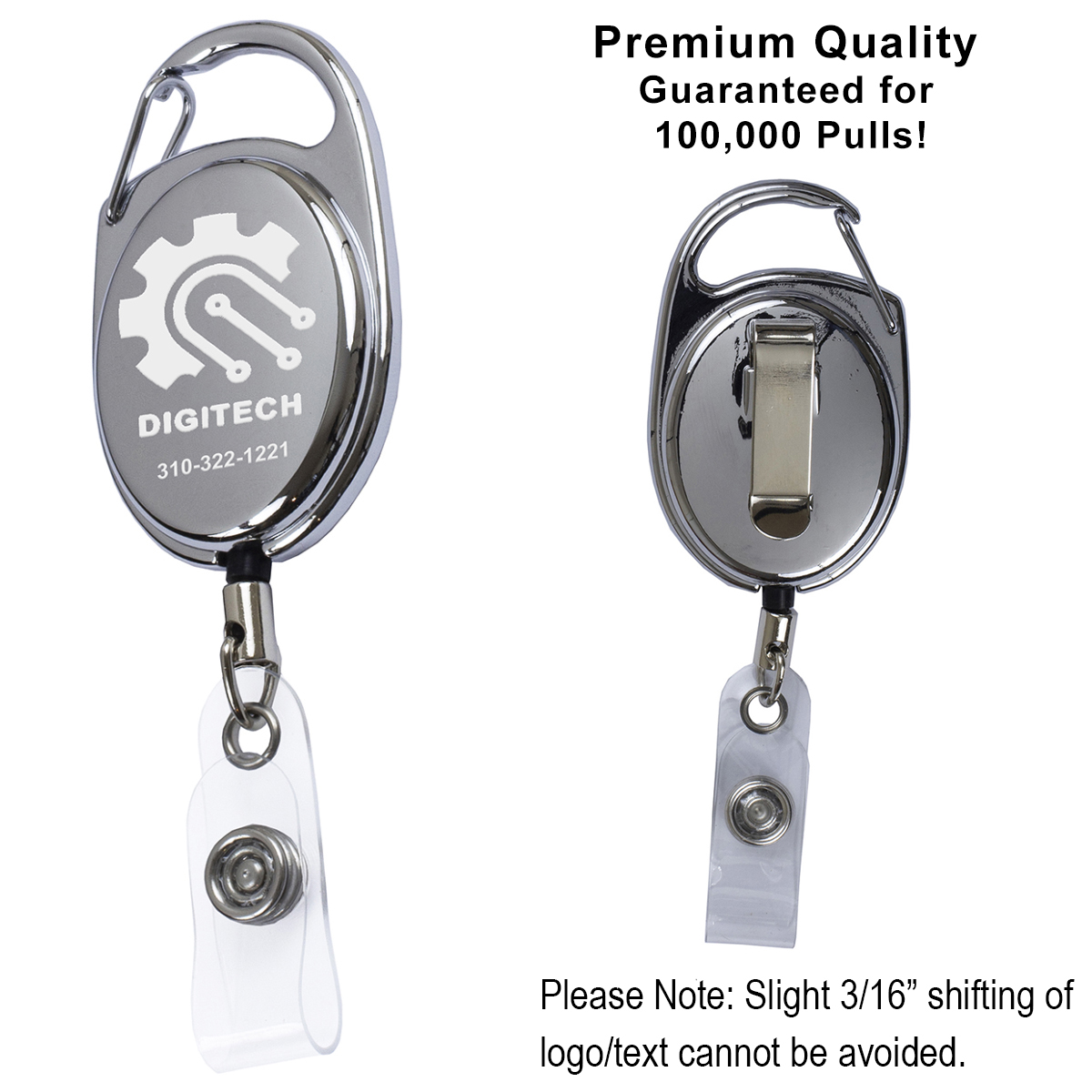 Laser Cut Custom Logo Retractable Badge Reels/Holders/Clips/Keychains